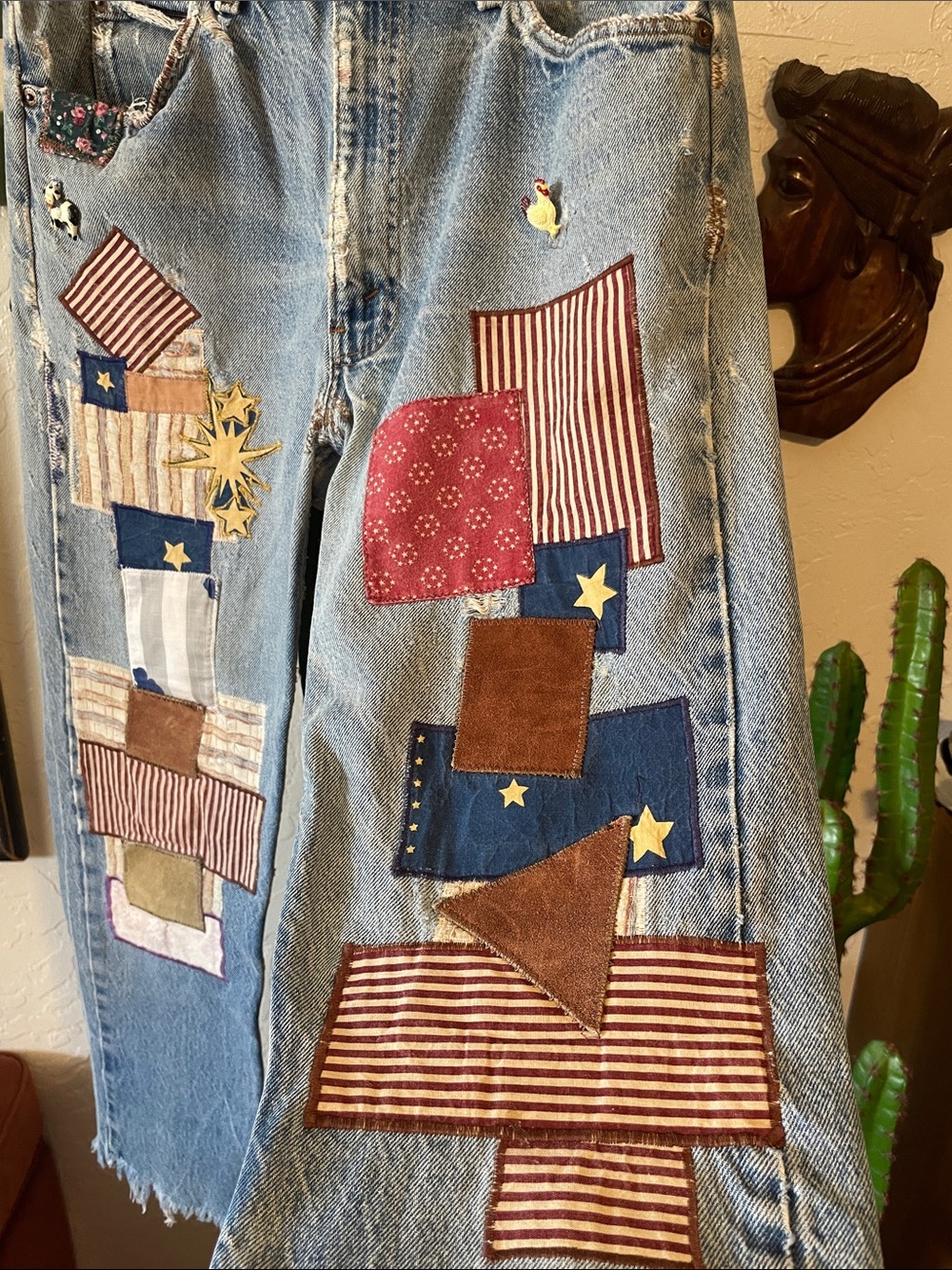 Vintage Orange Tab Patchwork Levi’s 34 x 31 - Picture 6 of 9